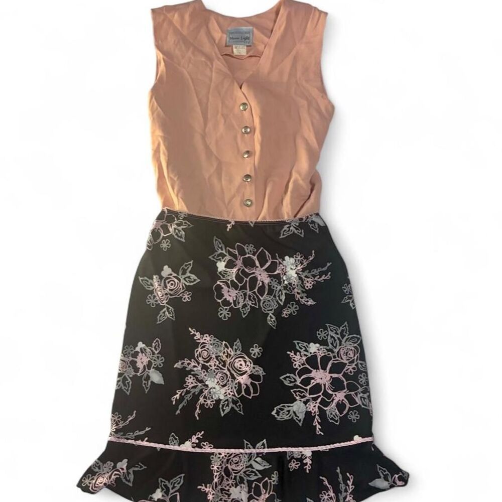 Vintage Luna Chix 90s Pencil Skirt with Ruffled Hem